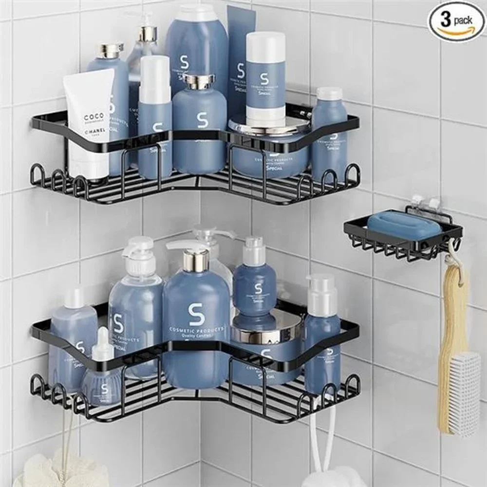 Corner Shower Caddy 3 Pack,Adhesive Shower Organizer for Bathroom Storage